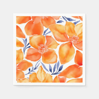 Guardanapo De Papel Padrão de cor de água floral laranja