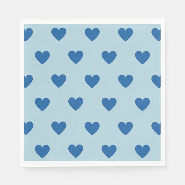 Guardanapo De Papel Padrão de Coração Simples Azul (Frente)