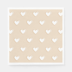 Guardanapo De Papel Padrão de Coração Simples, Grito e Branco Cor-de-R