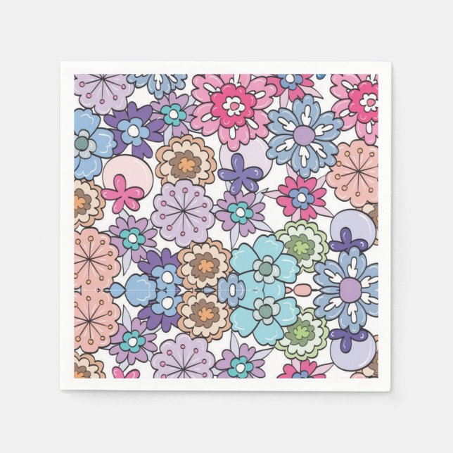 Guardanapo De Papel Padrão de cores floral (Frente)