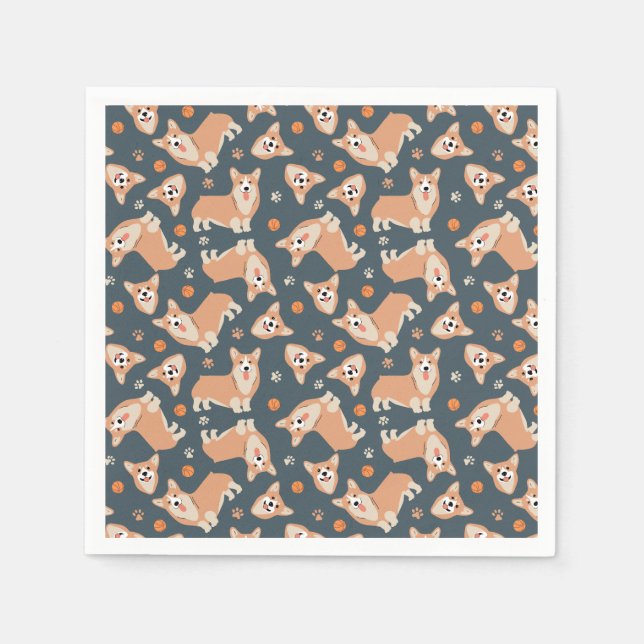 Guardanapo De Papel Padrão de Corgi Cute (Frente)