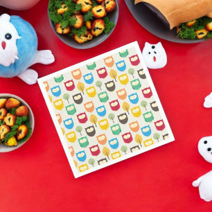 Guardanapo De Papel Padrão de Coruja Multicolorido