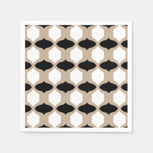 Guardanapo De Papel Padrão de Curvas Maciças - Tipo, Preto e Branco