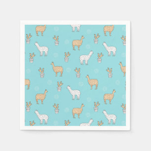 Guardanapo De Papel Padrão de Cute Alpaca Llama Cactus