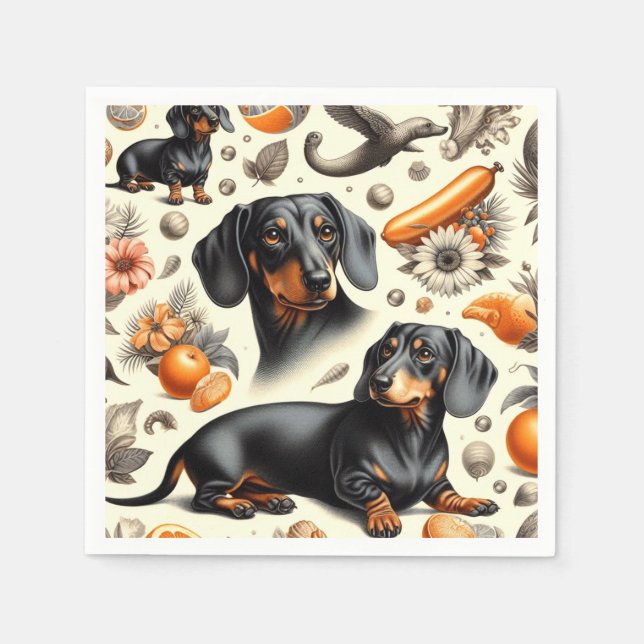 Guardanapo De Papel Padrão de Dachshund Cute (Frente)