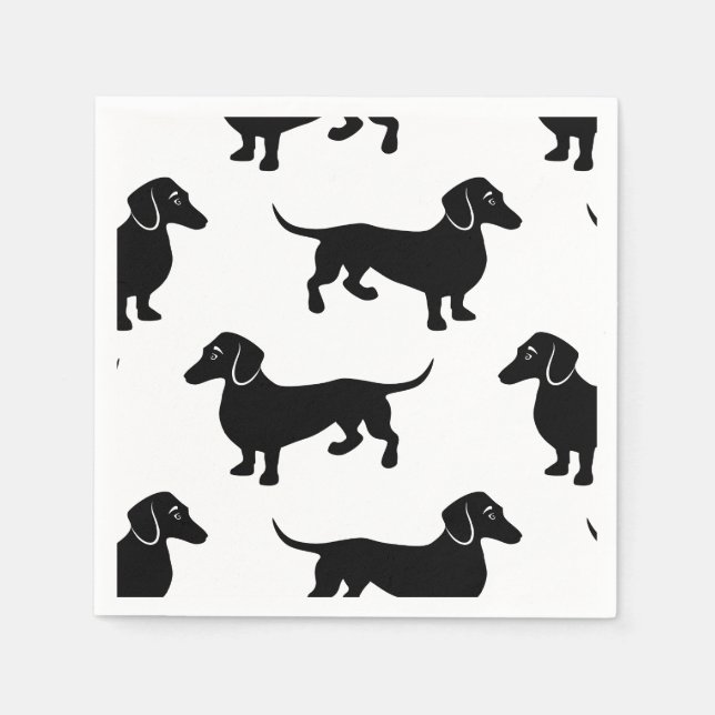 Guardanapo De Papel Padrão de Dachshund Preto-Bonito (Frente)
