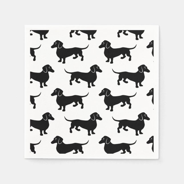 Guardanapo De Papel Padrão de Dachshund Preto Fofo (Frente)
