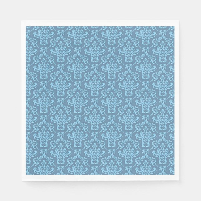 Guardanapo De Papel Padrão de Damasco Azul (Frente)