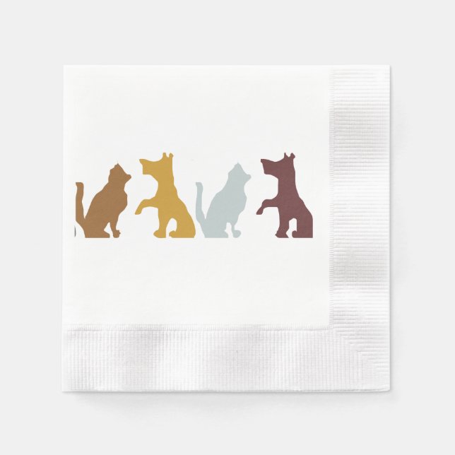 Guardanapo De Papel Padrão de desenho animado de gatos e cães (Frente)