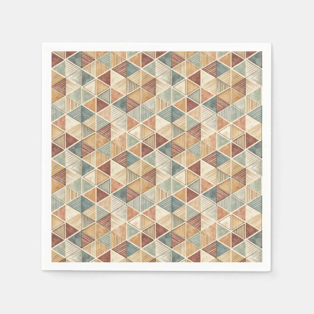 Guardanapo De Papel Padrão de Design de Triângulo Geométrico Abstrato  (Frente)