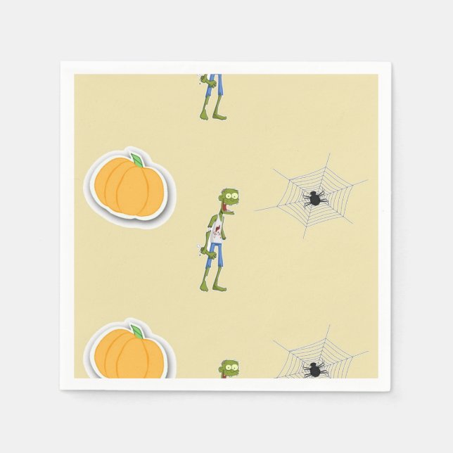 Guardanapo De Papel Padrão de Dia das Bruxas em creme (Frente)