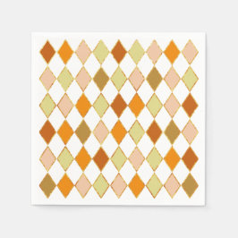 Guardanapo De Papel Padrão de Diamante Branco Bege Laranja Retrô Festi