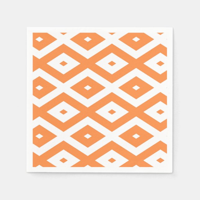 Guardanapo De Papel Padrão de diamante branco e laranja (Frente)