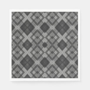 Guardanapo De Papel Padrão de diamante geométrico preto e branco