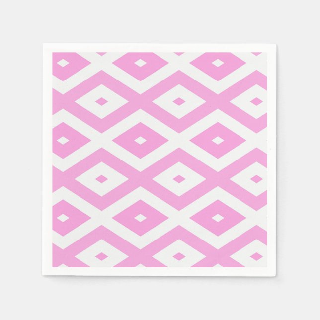 Guardanapo De Papel Padrão de diamante rosa e branco (Frente)