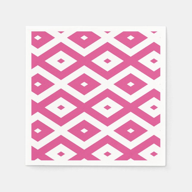 Guardanapo De Papel Padrão de diamante rosa e branco (Frente)