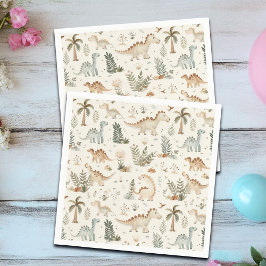 Guardanapo De Papel Padrão de Dinossauro Selvagem de Boho Whimsical