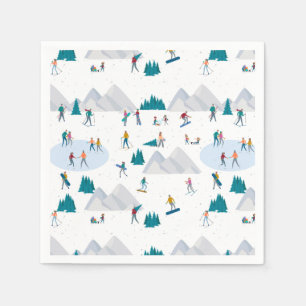 Guardanapo De Papel Padrão de diversão de férias no esporte de inverno