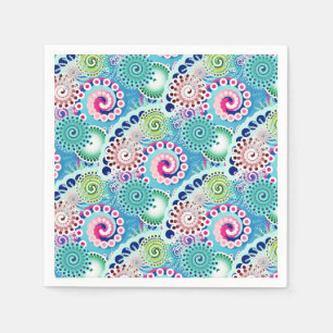 Guardanapo De Papel Padrão de espiral frontal, turquesa, rosa, multif