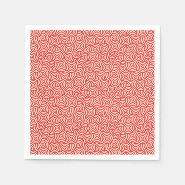 Guardanapo De Papel Padrão de espiral japonês - laranja coral (Frente)