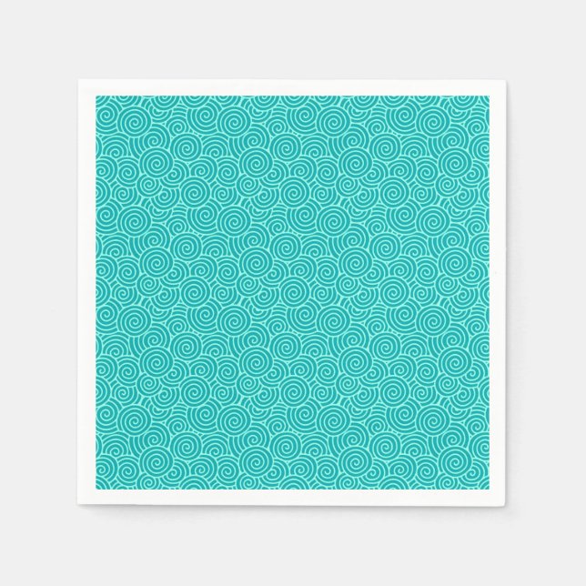 Guardanapo De Papel Padrão de espiral japonês - turquesa e aqua (Frente)