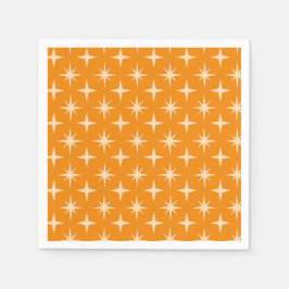 Guardanapo De Papel Padrão de Estrelas Atômicas Retro em Laranja 