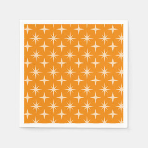Guardanapo De Papel Padrão de Estrelas Atômicas Retroativas em Laranja