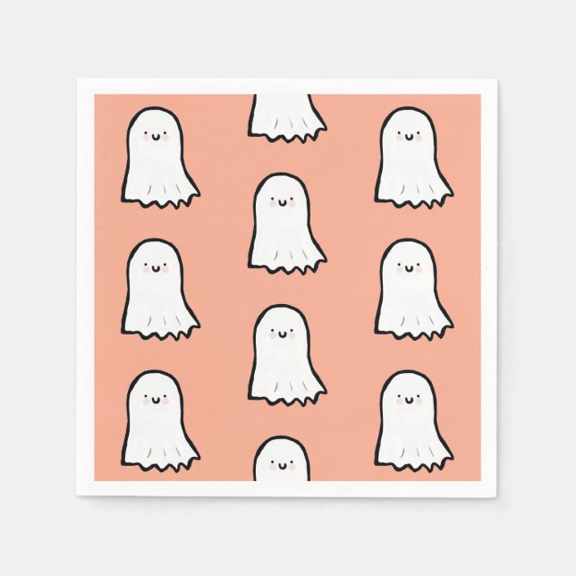 Guardanapo De Papel Padrão de Fantasma Fofo de Halloween (Frente)