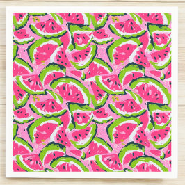 Guardanapo De Papel Padrão de Fatias de Fruta de Melancia Rosa Preppy
