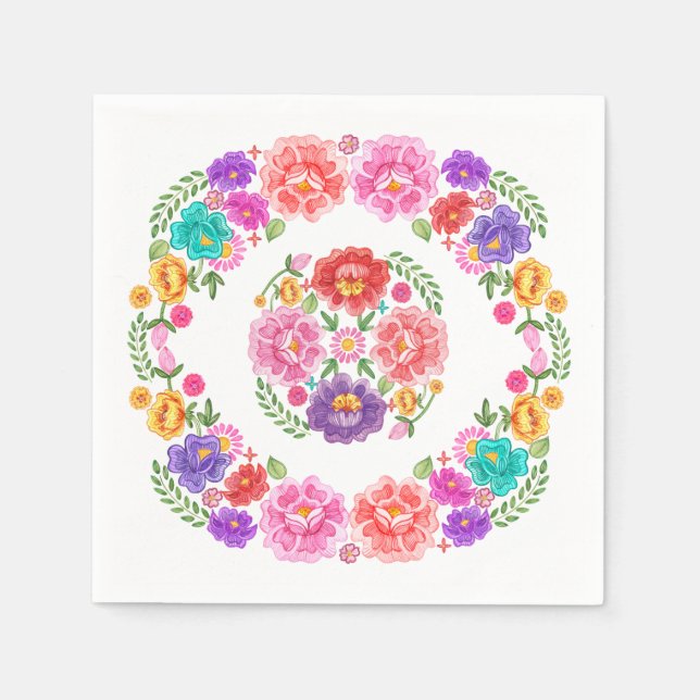 Guardanapo De Papel Padrão de Fiesta Floral da Moda Senorita Mexicana (Frente)