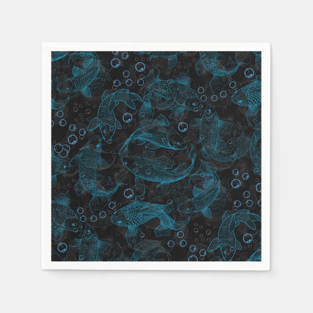 Guardanapo De Papel Padrão de Fishes de Camada 01.blue.b (Frente)