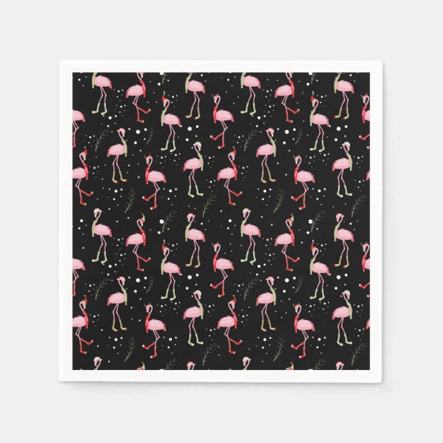Guardanapo De Papel Padrão de flamingo cor-de-rosa-natalino (Frente)