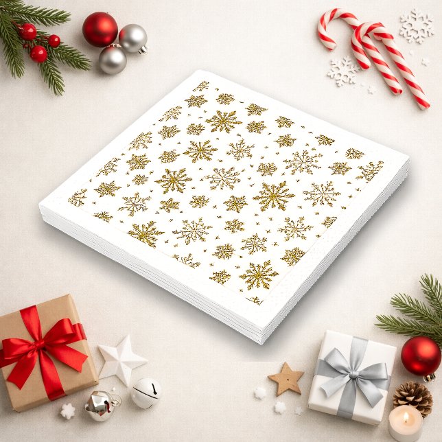 Guardanapo De Papel Padrão de floco de neve dourado elegante (Criador carregado)