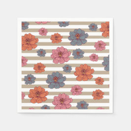 Guardanapo De Papel Padrão de Flor Colorido Retroativo