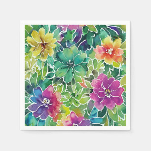 Guardanapo De Papel Padrão de Flor de Cores d'Água
