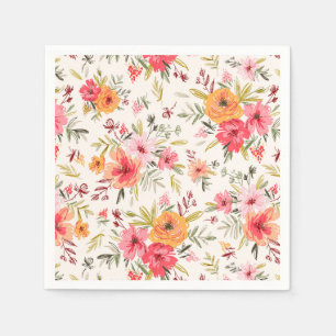 Guardanapo De Papel Padrão de Flor do Jardim de Portos Laranja