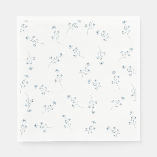 Guardanapo De Papel Padrão de flor selvagem azul (Frente)