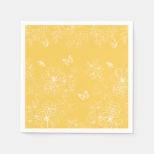 Guardanapo De Papel Padrão de Flores Amarelas, Floral, Minimalista