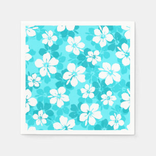Guardanapo De Papel Padrão de Flores de Hibiscus Branco Tropicais