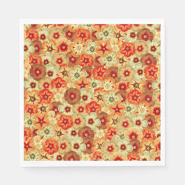 Guardanapo De Papel Padrão de Flores de Hippie Laranja Retro-Laranja