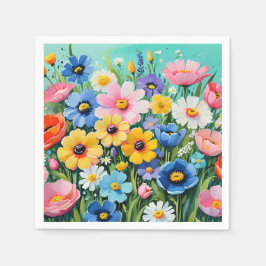 Guardanapo De Papel Padrão de Flores de Mola Vibrantes de Aquarela