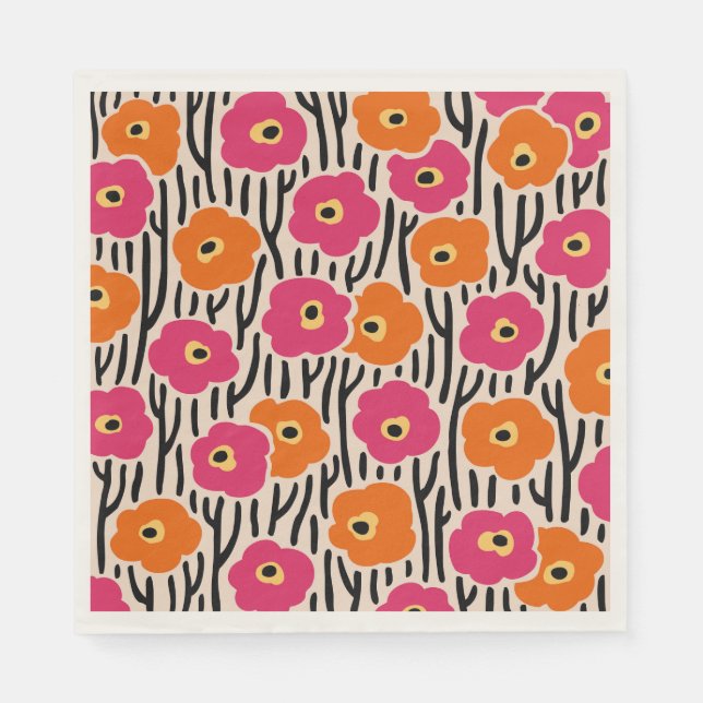 Guardanapo De Papel Padrão de Flores Selvagens (Frente)