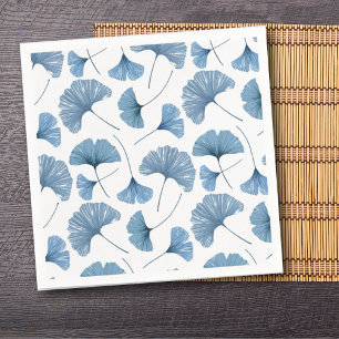 Guardanapo De Papel Padrão de Folhagem de Gingko Azul e Branco