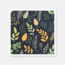 Guardanapo De Papel Padrão de Folhagem Verde e Amarelo Elegante