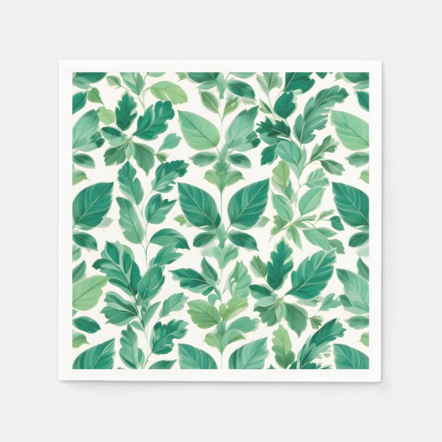 Guardanapo De Papel Padrão de Folhagem Verde Lush (Frente)
