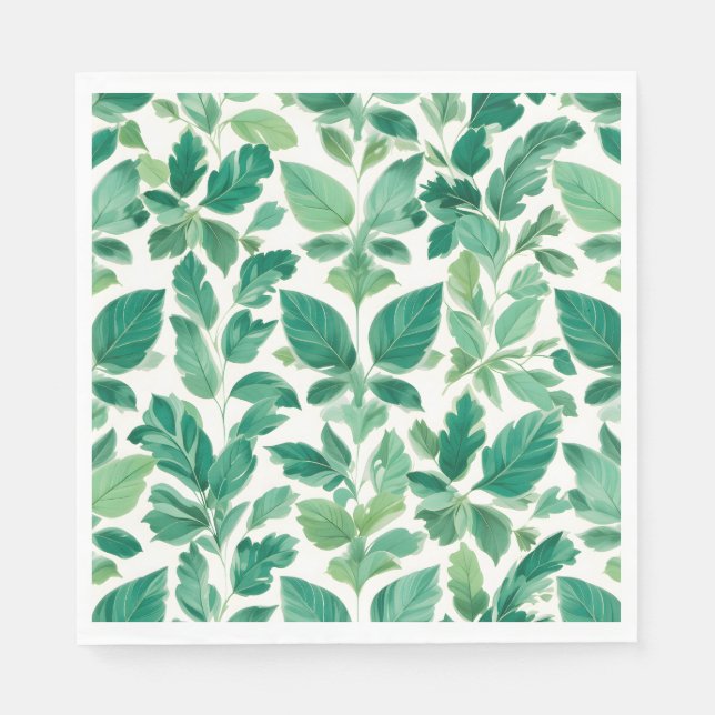 Guardanapo De Papel Padrão de Folhagem Verde Lush (Frente)