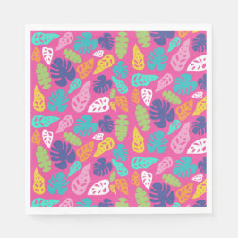 Guardanapo De Papel Padrão de Folhas Tropicais de Verão Brilhantes
