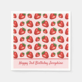 Guardanapo De Papel Padrão De Fruta De Morango No Feliz Aniversário Ro