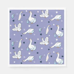 Guardanapo De Papel Padrão de Ganso de Mãe Azul e Branco e Ganso de