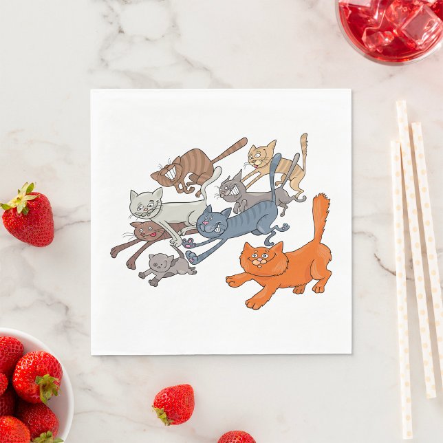 Guardanapo De Papel Padrão de Gatos Correndo Gatinhos Caprichosos (Criador carregado)